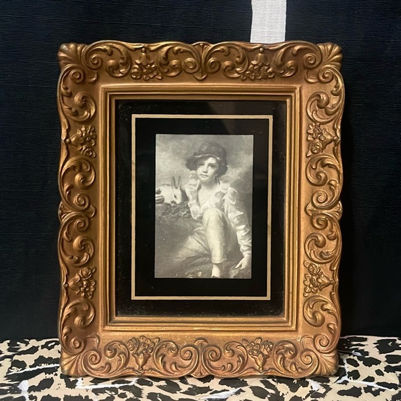 Boy With Rabbit by Henry Raeburn Created 1814 w/Ornate Gold Picture Frame - Picture 1 of 10